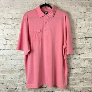 FootJoy Men's Large Short Sleeve Polo Shirt Polyester Spandex FJ Coral Pink GOLF